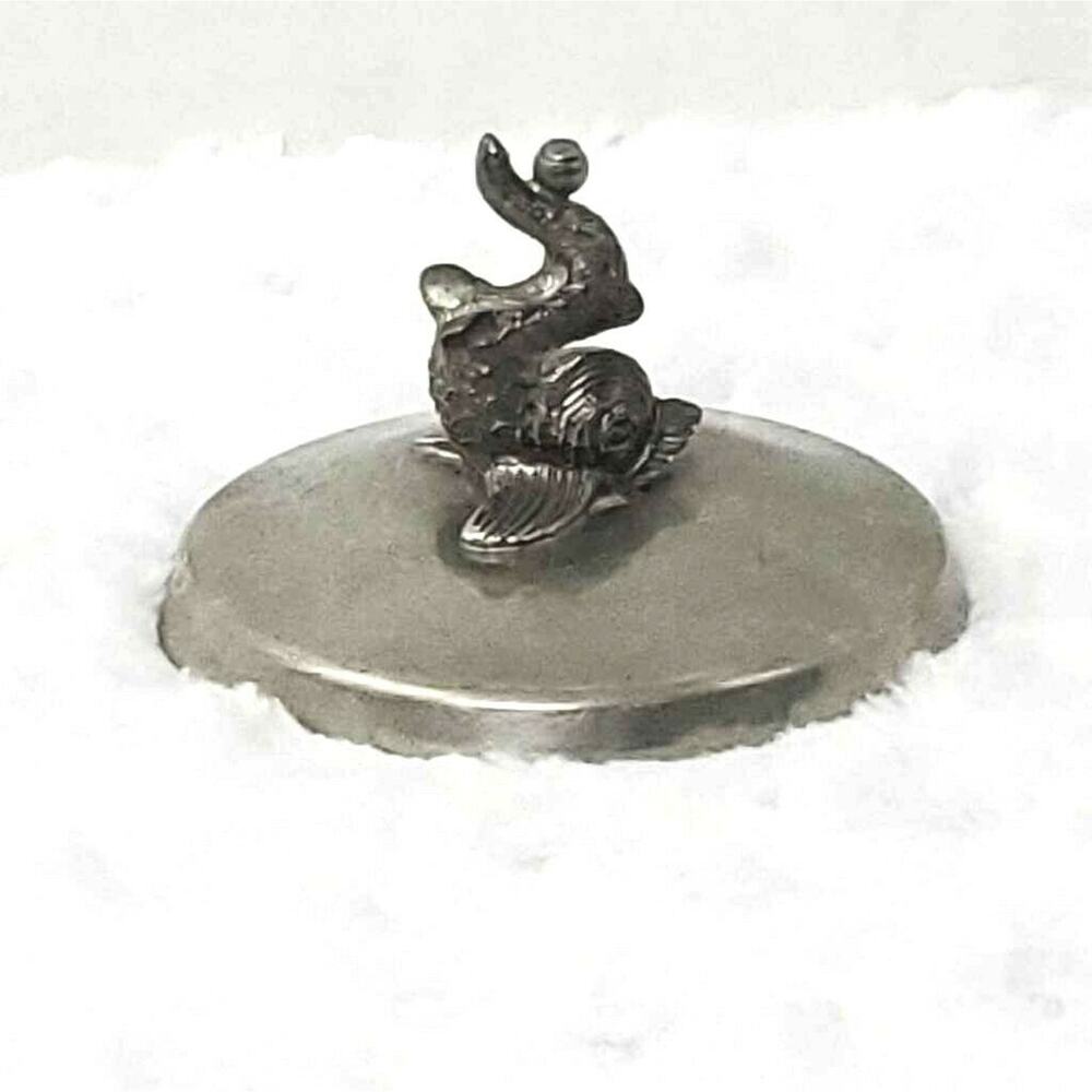 Vintage Pewter by Rice 638 Dolphin Fish Serpent Pedestal Piece Crafts Parts